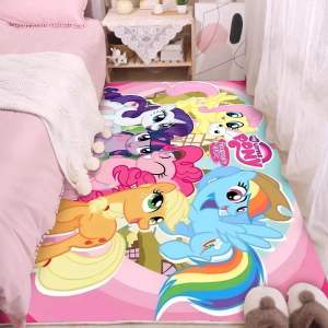 Elegant Kids Playmat with Disney & Little Pony Designs - Soft Polyester Carpet for Children Non-Slip Easy-Clean L160cm x W80cm