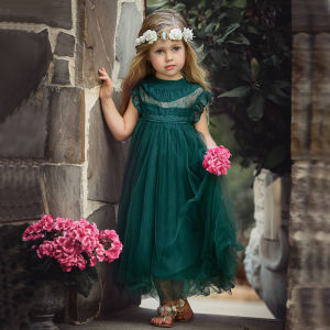 Girls Lace Dress Childrens Puffy Tulle Skirt Princess Style A-Line Cotton Summer Dress for Girls Pure Color Skirts