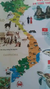 Tranh BĐ VN (34 tỉnh thành) khổ lớn có sẵn sáo và dây treo. Khổ lớn nhiều kích thước lựa chọn.