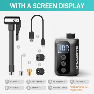 CYCLAMI 100 PSI High Pressure With Screen Mini Pump Portable Pocket Bike Electric Air Pump bicycle Fast Compressor Tire Inflator