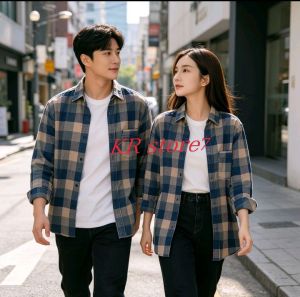 Kemeja Flanel Jumbo Pria Wanita Size XXL XXXL Lengan Panjang