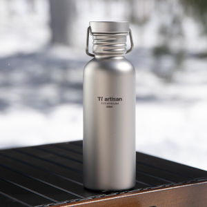 Tiartisan Pure Titanium Ultralight Sports Canteen with Storage Pouch Outdoor Camping Leak-Proof Portable Cycling Water Bottle