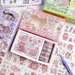 Stiker Roll Set Momo Korea & Tape Karakter Kartun 2D Scrapbook YCA0182