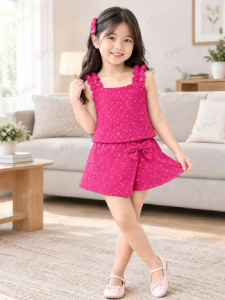 010 Summer Casual Girl Teen Ribbon Skort and Top Set Terno  - top and skort - plain color - current trend - best seller top - super ganda - ganda ng quality - effortless easy to wear - simple  - cute item - fabric from abroad - cotton fabric - timeless p