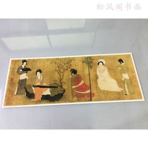 Zhou Xiang Ancient Music And Tea Drawing Vintage Chinese Calligraphy Original Size Replication Work Figure Chinese Painting Study Appreciation
