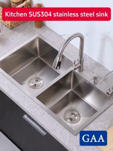 GAA Kitchen Lababo Sink Stainless for Kitchen Double Sink Heavy Duty Small Lababo Stainless Complete Set