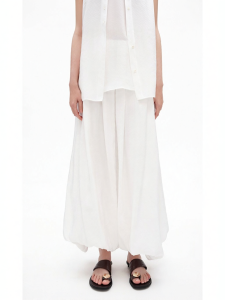 White Loose Summer New Waist Stretch Commuter Elegant A-line Skirt
