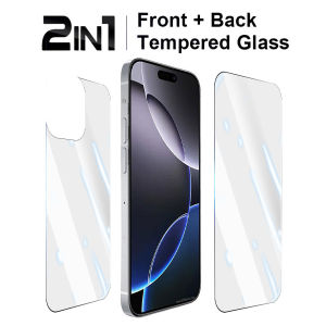 2-in-1 Front Back HD Clear Tempered Glass For iPhone 16 Pro Max 16e 15 Pro Max 14 Pro Max 11 12 13 Pro Max Plus Mini Protective Glass Screen Protector Film