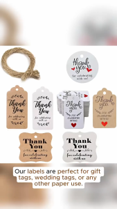 100Pcs Brown Kraft Gift Thank You Paper Tags for Baby Shower Party Favors Wedding Gifts