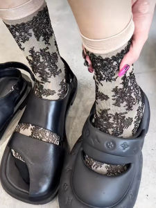 Tất Nữ Dài Đến Bắp Chân Họa Tiết Hoa Cổ Điển Họa Tiết Bóng Tối Tất Nữ Phụ Kiện Thời Trang Sợi Polyester Mùa Hè 2024