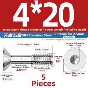 TIANZHUOJINSHU | Anti-Loosening Flat Head Hex Socket Screw