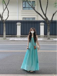 French Holiday Style Off-Shoulder Beach Long Dress Women Summer New Loose Covering Relaxing Beautiful Dress Korean Style A-Line Skirt Maxi Dress
