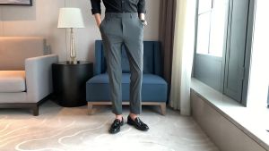 Celana Pria Ankle Pants Dewasa Slimfit Model Terbaru Bahan Elastis Hitam