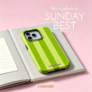 Potdemiel | Lime Vertical Stripe For Case For iPhone 17 16 15 Pro Max TPU Anti-Scratch Outer Shell Raised Screen CaseChic