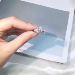2 in 1 Ring Crown Ring Diamond Women Fashion Accessories Jewelry Adjustable W/Free box