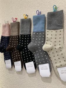 Winter New Arrival Thickened Heattech Womens Socks Han Dong Gate Color Matching round Polka Dot Cashmere Wool Mid-Calf Length Loose Socks