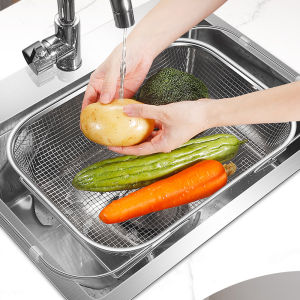 Nhà bếp có thể điều chỉnh lưới ráo nước giá thép không gỉ đồ tháo nước chậu rửa giỏ mở rộng giá đỡ bát đĩa Khay Ráo Nước món ăn giá đĩa giỏ Bạc lưu trữ chủ