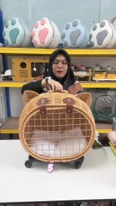 Beg Rotan Pembawa Kucing Bernafas / Portable Rattan Breathable Bag / Pet Carrier