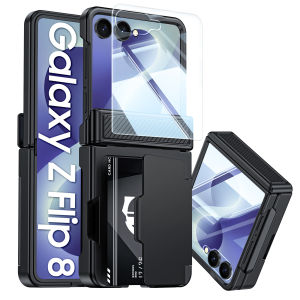 Bao Da Cao Cấp Cho Galaxy Z Flip 8 Có Bản Lề Chống Bụi Bảo Vệ Toàn Diện Tích Hợp Kính Bảo Vệ Màn Hình Chống Rơi Màu Xanh Dương