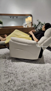 (FREE Shipping+Installation) KBS Dickie Swivel Rocker Recliner Sofa / 1 Seater Sofa / Grey / Easy Clean Fabric / Pet Friendly / Water Resistant / Pocket Spring / 82L x 97D x 104H cm