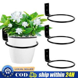 【Local Delivery】 4/6/8 Inch Plant Pot Holder Ring Wall Mounted Metal Flower Pot Hook Hangers for Indoor Outdoor Decoration Garden Planter Hook Racks LZC-Flower-Pot-Ring-4inch