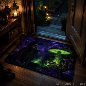VIKAMA Halloween Witch Pumpkin Moon Door Mat Non-Slip Entry Rug Party Floor Carpet Home Decor