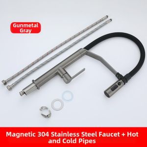 AZOS | 304 Stainless Steel Pull-out Magnetic Silicone Hose No-lead Water Purifying Faucet