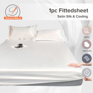 Dansunreve Silk Fitted Bedsheet Ice Touch Soft Fittedsheet with Elastic Mattress Cover Queen King Size