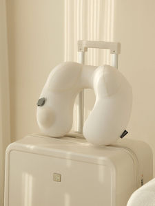 หมอนอุปกรณ์เดินทางแบบอัดลม U-Shaped แบบพกพาสำหรับป้องกันคอในเครื่องบิน หมอนอุปกรณ์ท่องเที่ยวสำหรับผู้โดยสารขายาว