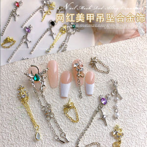 Silver Diamond Pearl Butterfly Drop Pendant Alloy Starfish Heart Shaped Nail Art Jewelry Sparkling Star Ray Design