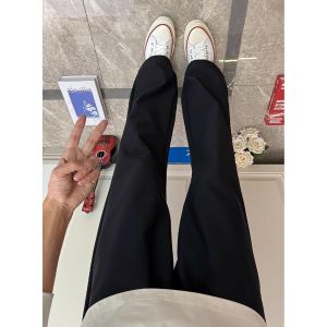 กางเกงวอร์มขาบานทรงหลวมๆ สีน้ำเงินเข้มสำหรับผู้ชาย Cleanfit กางเกงขายาวทรงหลวมๆ สวมใส่สบายๆ สำหรับฤดูใบไม้ร่วง