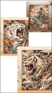 Chinese cartoon Tiger Animal Little girl canvas art painting Art Wall Print Pictures Baby Room wall decoration picture with frame home decor Different birthday gifts