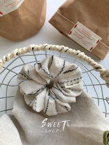 Handmade Korean Striped Bubble Sports Elastic Hair Ties Versatile Fashionable Original Design Hair Bands for Women Girls