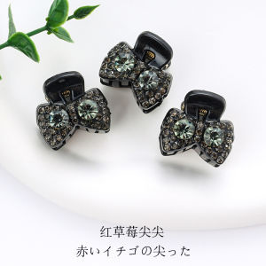 Delicate Rhinestone Butterfly Knot Mini Hair Clip Womens Forehead Side Clip Hair Accessories Korean Style out Fashion