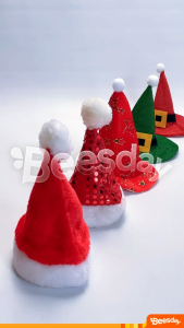 Topi Santa Bayi Balita | Topi Natal Mini Bando Bludru | Aksesoris Natal Anak 0-3 Tahun