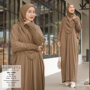 VENTE | Ranasya Gamis Set Hijab Muslimah Terbaru | Dress Syari Wanita | Bahan Rib Knit
