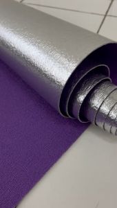 WD Wallpaper Foam Linen Ungu 3D 50cmx280cm Stiker Roll Dekorasi Dinding Kamar Premium Aestetic