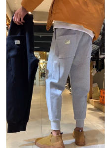 Trendy Fleece Lined Thickened Casual Pants mid Low Waist Youth Popular Sports Trousers Nine Point Slim Fit Harlan Pants for Men
