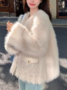 Korean Style Short Quilted Fur Jacket Womens Winter Coat Padded Warmth Anti-aging Small Fragrance Style Fashion Outerwear