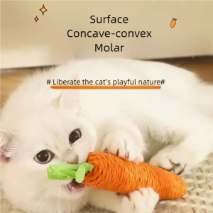 Cat Toy Carrot Sound Pet Products Bite Resistant Paper Rope Scratcher Clean Teeth Interactive Play Cat Carrot Chew Toy for Cat