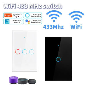 RF433 1/2/3 Gang No Neutral Wire Tuya US WiFi Smart Wall Switch Touch Sensor LED Light Switches Smart Home Alexa Google Home