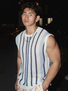 American Stripe Loose Sleeveless Sweater Vest
