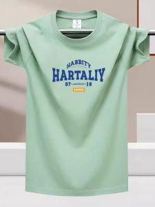 New 2025 Mens Short Sleeve T-Shirt Pure Cotton plus Size Casual round Neck Top Youth Trend Base Shirt Breathable Summer Wear