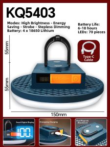 Magnetic Rechargeable Outdoor Light for Camping Stalls and Emergency