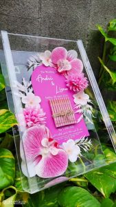 Bingkai Akrilik Mahar Rustic Anggrek Ukuran A4 Bingkai Pernikahan Hantaran Maskawin Wedding