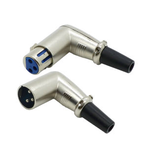Angle 3 Pin XLR Male and Female Microphone Audio Cable Connector Metal Cannon Plug Terminals 90 Degree 3Core XLR Mixer Plug