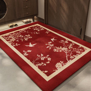 Luxury New Chinese Style Anti-Slip Entrance Mat Red