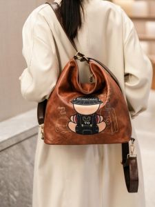 Trendy Large Capacity Bear Tot Bag Womens Bag Commuter Single Shoulder Bag Mommy Bag Soft Surface Cartoon Style PU Material