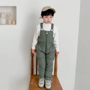 Kids Winter Warm Overalls Girls Winter New Thick Pants Cotton Filling Boys Overalls Toddler Baby Ski Jumpsuit 1-5 Years