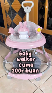 BEIGE Baby Walker Bayi Dilipat Portabel Kotak Musik Alat Belajar Jalan Anti Jatuh